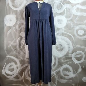 JAMES PERSE Wmns Sz 1 Blue Long Sleeve Midi Pocketed Loose Designer Smock Dress